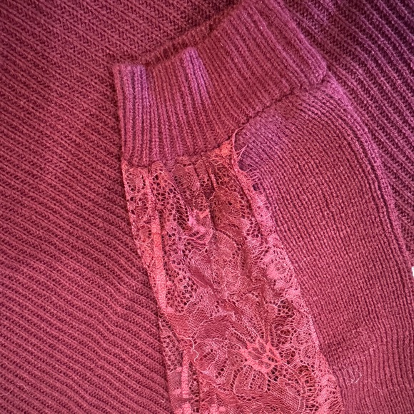 SHEIN Burgundy Knit Sweater With Lace Detail - Picture 7 of 11